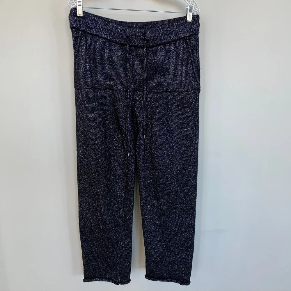 Anthropologie Toulouse Navy Shimmer Knit Pants‎ Size L
